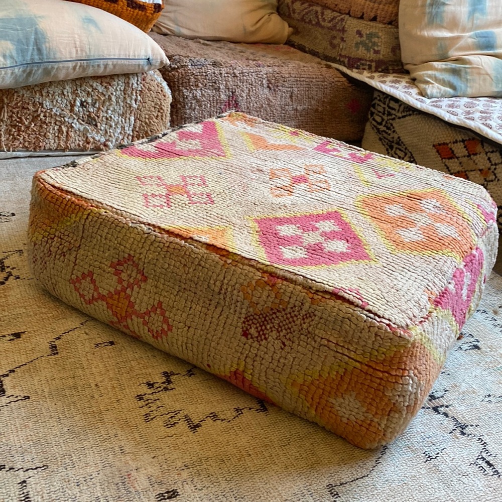 Vintage Moroccan floor cushion pink UNSTUFFED